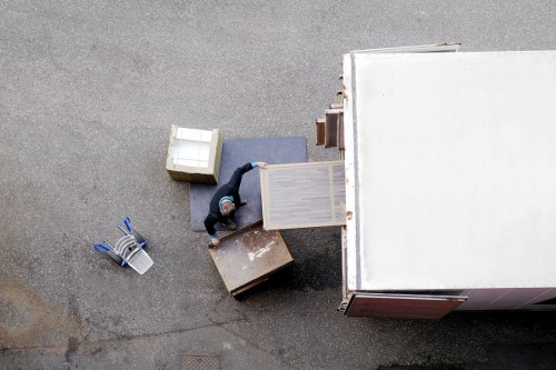 Moving truck and organized items during an Irish removal process